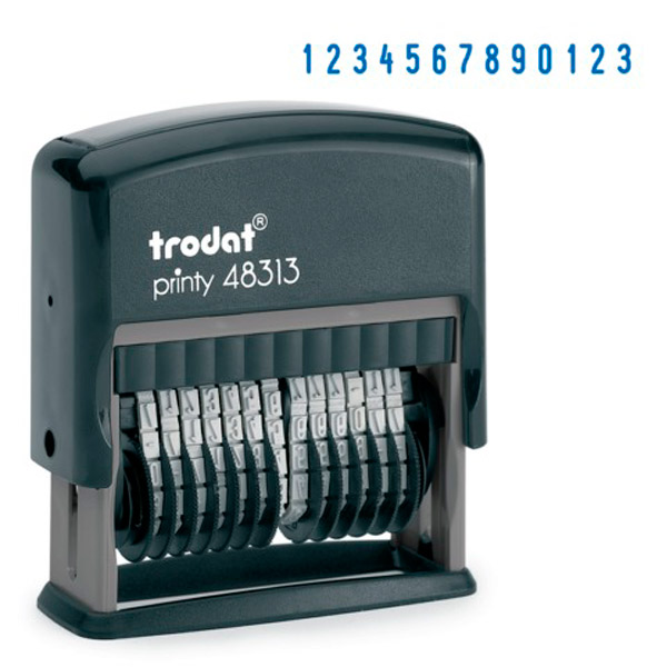 Нумератор TRODAT, 48313, 13-разрядный, размер шрифта 3,8 мм, оттиск синий, в комплекте: сменная подушка, Австрия