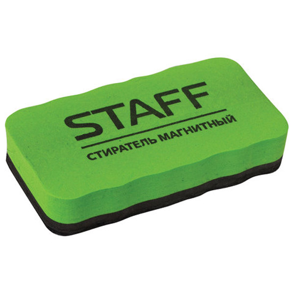 Губка-стиратель для магнитно-маркерной доски, магнитная, STAFF, "Basic", 107*57 мм, цвет зеленый, Китай