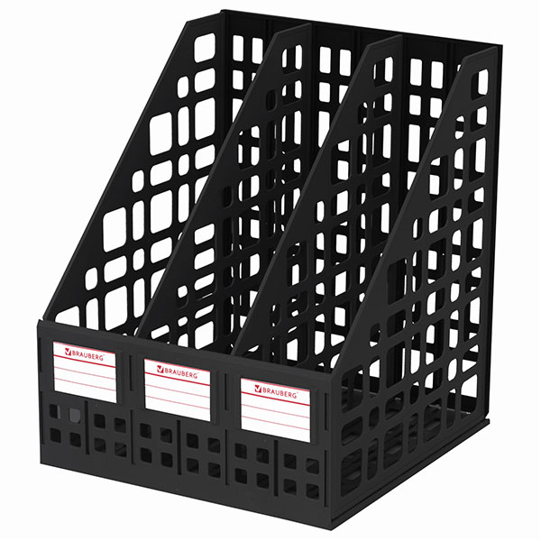 Вертикальный накопитель  3 отд., черный, BRAUBERG "MAXI Plus", сетчатый, сборный, 250х240х295мм, 237013, ЛТ81