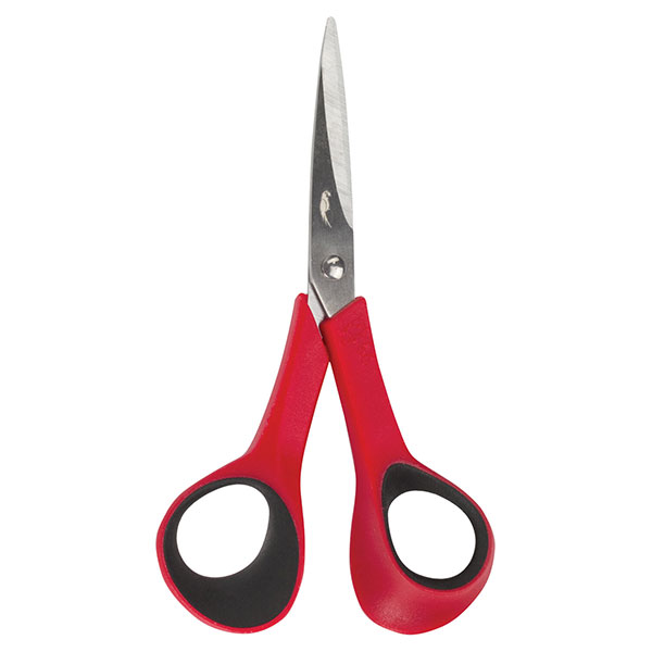 Ножницы для хобби и рукоделия, ОСТРОВ СОКРОВИЩ, 140 мм, симметричные ручки, 3-х сторонняя заточка, цвет красный-черный