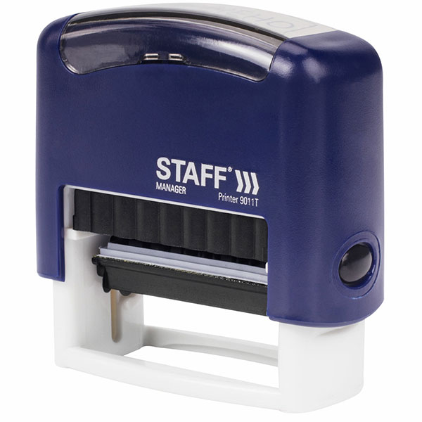 Штамп стандартный STAFF, "Printer 9011T", "Копия верна", оттиск 38*14 мм, цвет синий, корпус пластик, темно-синий, Китай