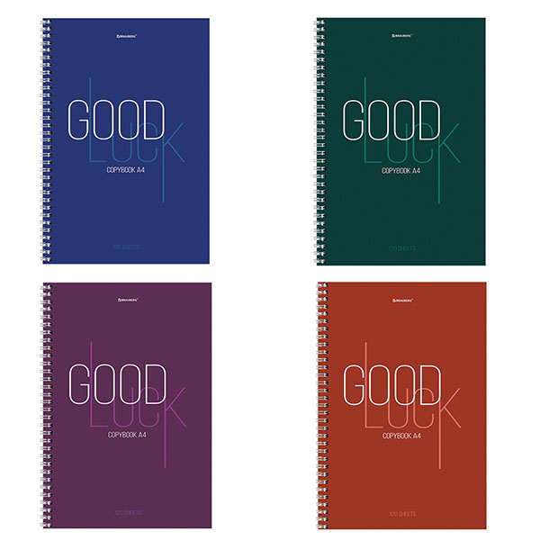 Тетрадь А4 крепление спираль, 120л, клетка, BRAUBERG, "Good Luck", обложка мелованный картон, Россия