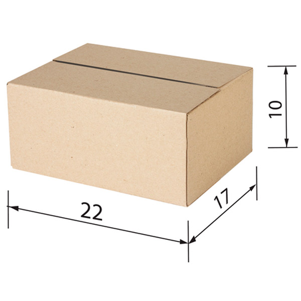 Короб картонный 220*170*100 мм, гофрокартон, Т-22, 3 слоя, профиль B, цвет бурый, Россия