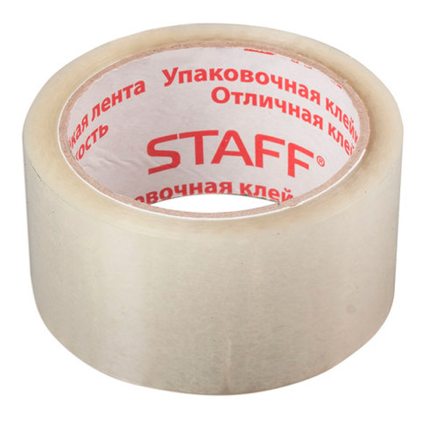 Клейкая лента упаковочная 50 мм*66 м, плотность 40 мкм, цвет прозрачный, морозостойкая, суперклейкая, STAFF, Россия