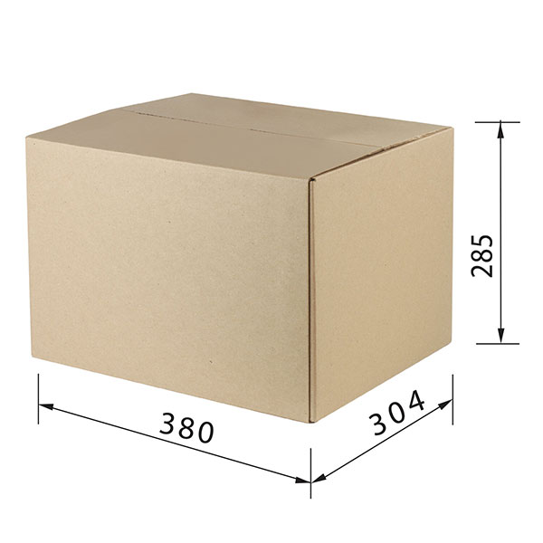 Короб картонный 380*304*285 мм, гофрокартон, Т-23, 3 слоя, профиль B, цвет бурый, Россия