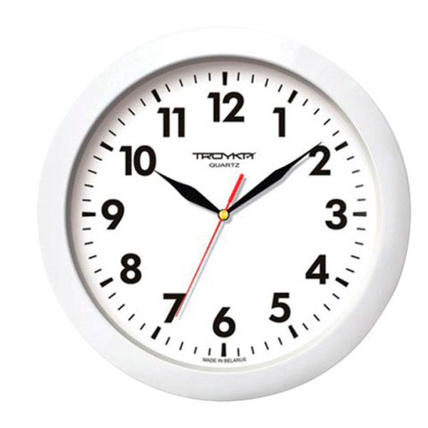 Часы настенные Troyka, 11110118, 11110118, круглые, цвет рамки белый, циферблат белый, Россия