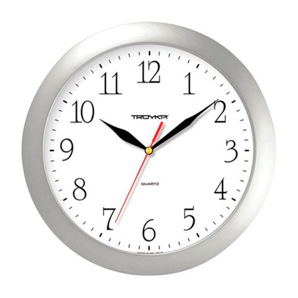 Часы настенные интерьерные Troyka, 11170113, круглые, цвет рамки серебристый, циферблат белый, Россия