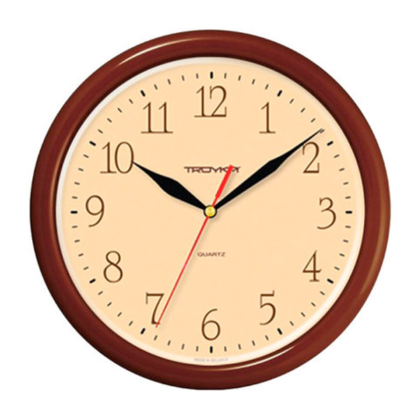 Часы настенные Troyka, 21234287, 21234287, круглые, цвет рамки коричневый, циферблат бежевый, Россия