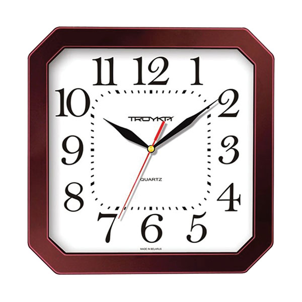 Часы настенные Troyka, 31331316, восьмигранник, цвет рамки коричневый, циферблат белый, Беларусь