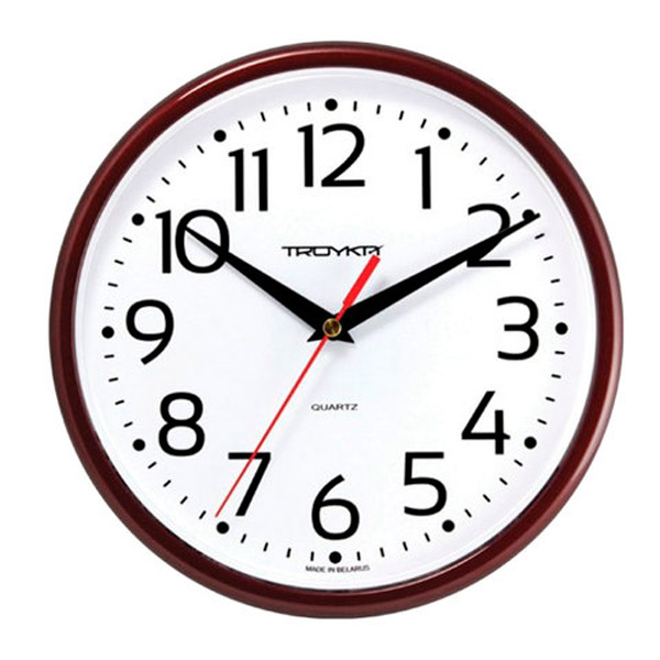 Часы настенные Troyka, 91931912, 91931912, круглые, цвет рамки коричневый, циферблат белый, Россия