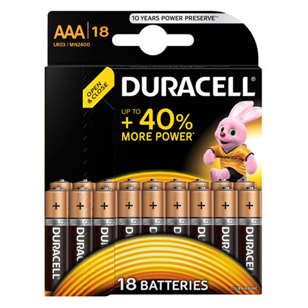 Батарейки AAA (мизинчиковые,  LR03), алкалиновые, 1,5 В, в комплекте: 18 шт., Duracell, "Basic", 81483686, блистер, Бельгия