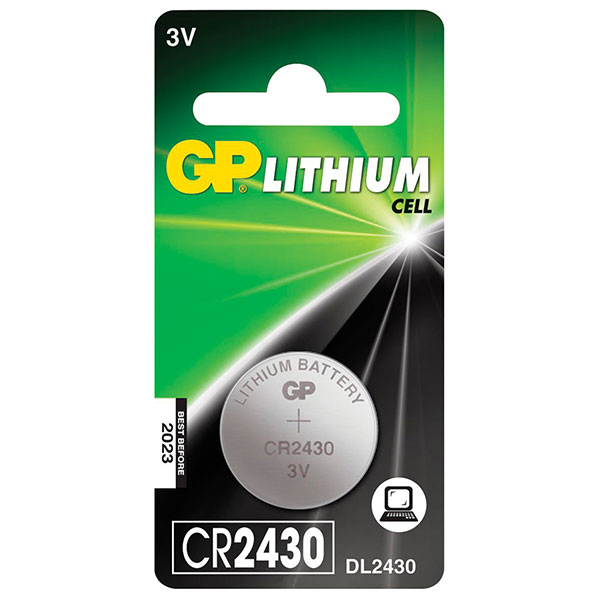 Батарейка CR2430 GP, Lithium, комплект 1 шт., 3 В, литиевая, блистер, CR2430-8C1, Китай