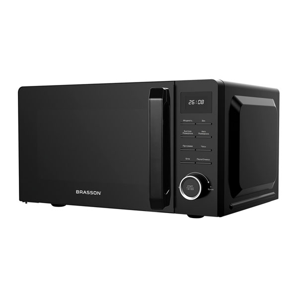 Микроволновая печь BRASSON MW2070D-8BL, 20 л., 700 Вт, таймер, 8 АВТО ПРОГРАММ, дисплей, защита от детей, черная, 454979