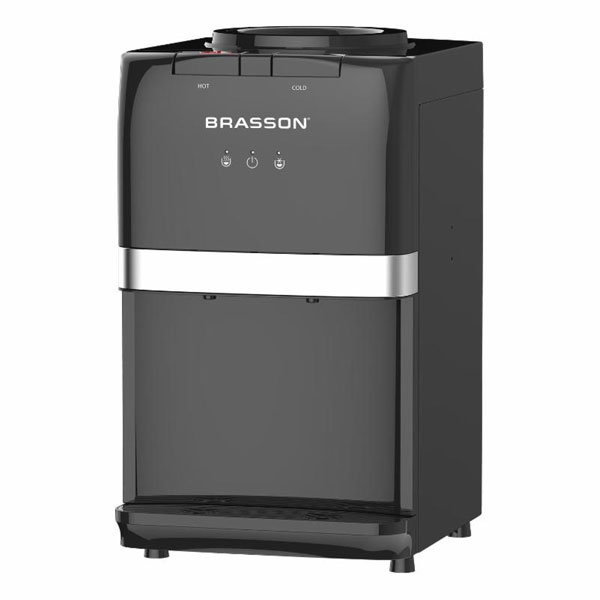 Кулер для воды BRASSON (БРАССОН) TSC-03, настольный, НАГРЕВ/ОХЛАЖДЕНИЕ КОМПРЕССОРНОЕ, 2 крана, черный, 455428