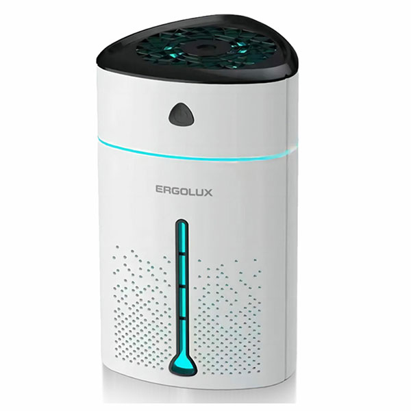 Увлажнитель воздуха Ergolux, ELX-HUM01-C01, ультразвуковой, 1 л, 5 Вт, управление электронное, цвет белый, Китай