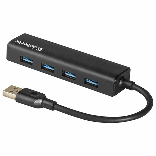 Разветвитель USB портов Defender, Quadro Express, usb 3.0, 4 шт., цвет черный, 83204, Китай