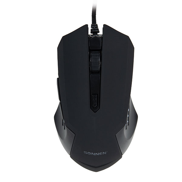 Мышь компьютерная проводная игровая, оптическая, SONNEN, "I3", 6 кнопок, цвет черный