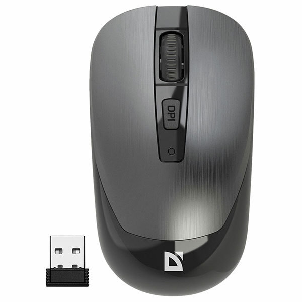 Мышь компьютерная беспроводная, оптическая, Defender, Wave MM-995, 52993, usb, 3 кнопки + 1 колесо-кнопка, цвет серый