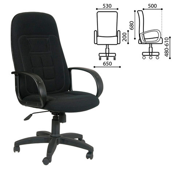 Кресло для руководителя Chairman, "Универсал", СН 727, 1081743, цвет черный, ткань, Россия