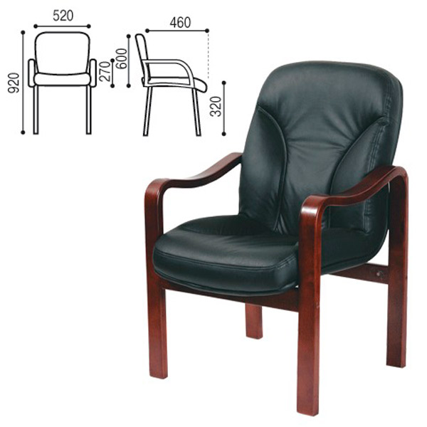 Конференц-кресло с подлокотниками, Chairman, "СН-658/CH-422", натуральная кожа "Люкс"/экокожа, цвет черный, 6025104, Россия