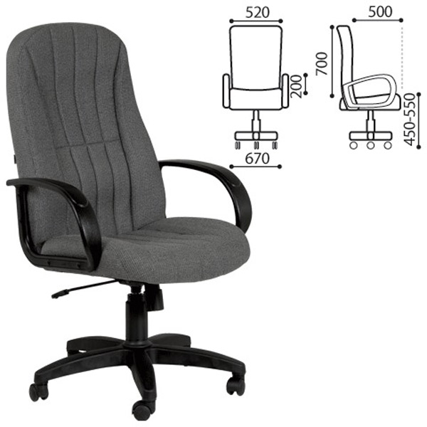 Кресло для руководителя Chairman, "Классик", 1114854, цвет серый, ткань, Россия