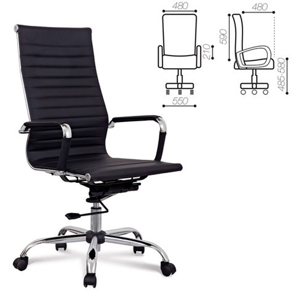 Кресло для руководителя BRABIX, "Energy EX-509", цвет черный, кожа рециклированная, Китай