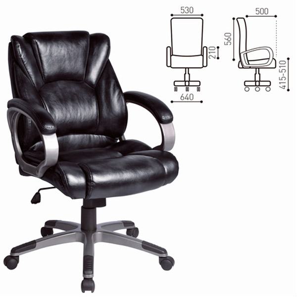 Кресло для руководителя BRABIX, "Eldorado EX-504", цвет черный, экокожа, Китай