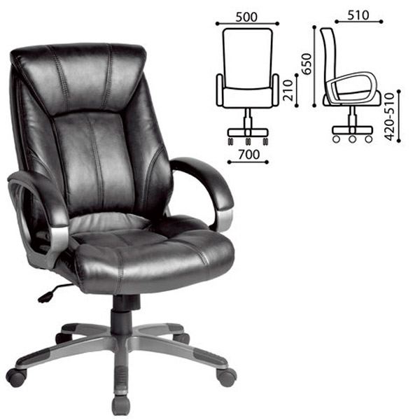 Кресло для руководителя BRABIX, "Maestro EX-506", цвет черный, экокожа, Китай