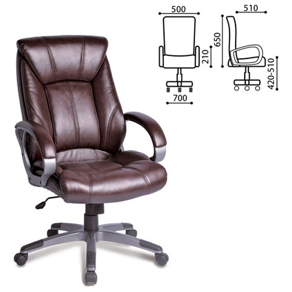 Кресло для руководителя BRABIX, "Maestro EX-506", цвет коричневый, экокожа, Китай