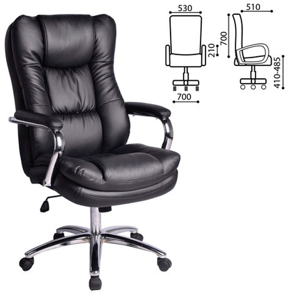 Кресло для руководителя BRABIX, "Amadeus EX-507", цвет черный, кожа рециклированная, Китай