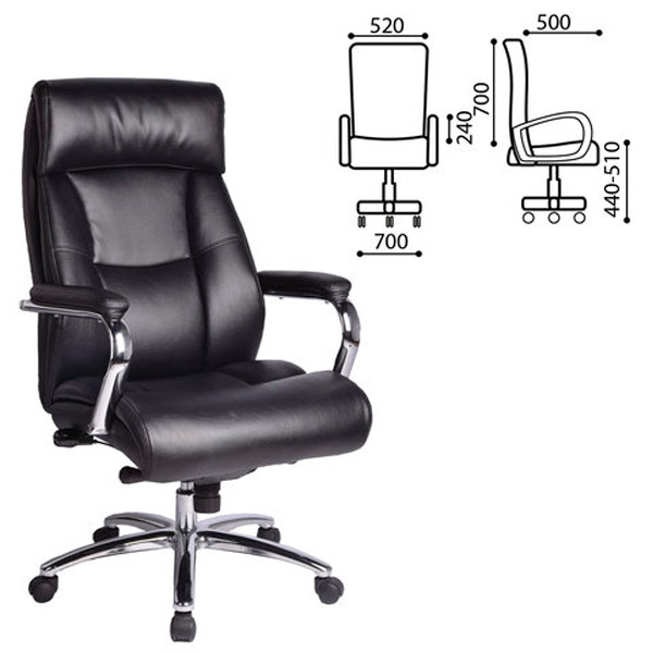 Кресло для руководителя BRABIX, "Phaeton EX-502", цвет черный, кожа с компаньоном, Китай