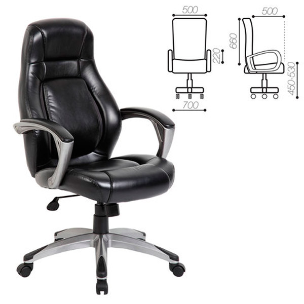 Кресло для руководителя BRABIX, "Turbo EX-569", цвет черный, экокожа, кожзаменитель, Китай