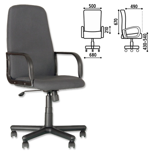 Кресло для руководителя NOWY STYL, "Diplomat", цвет серый, ткань, Россия