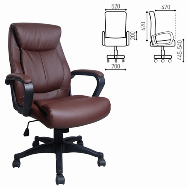 Кресло для руководителя BRABIX, "Enter EX-511", цвет коричневый, экокожа, кожзаменитель, Китай