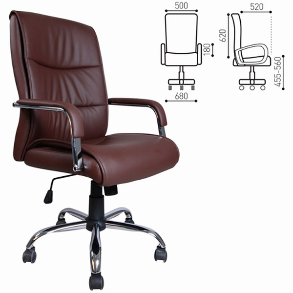 Кресло для руководителя BRABIX, "Space EX-508", цвет коричневый, экокожа, Китай
