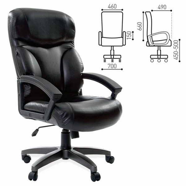 Кресло для руководителя BRABIX, "Vector EX-559", цвет черный, экокожа, Россия