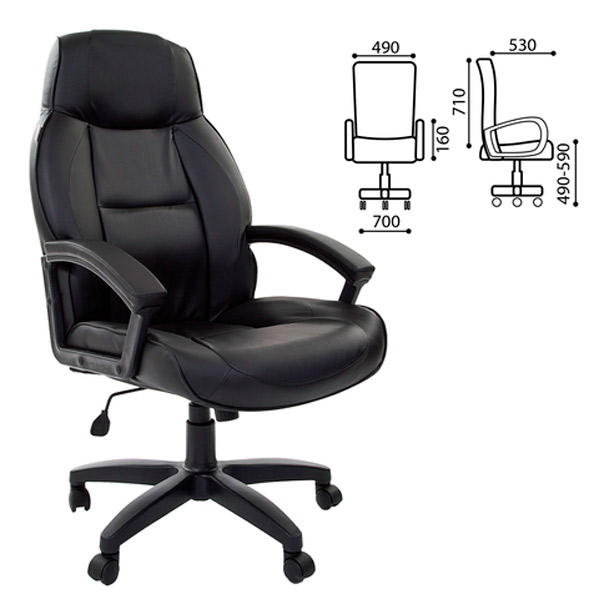Кресло для руководителя BRABIX, "Formula EX-537", цвет черный, экокожа, Россия
