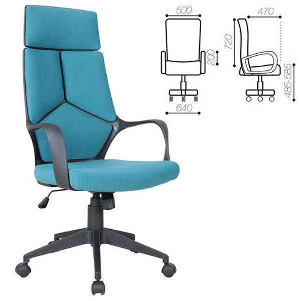 Кресло для руководителя BRABIX, "Prime EX-515", цвет голубой, ткань, Китай