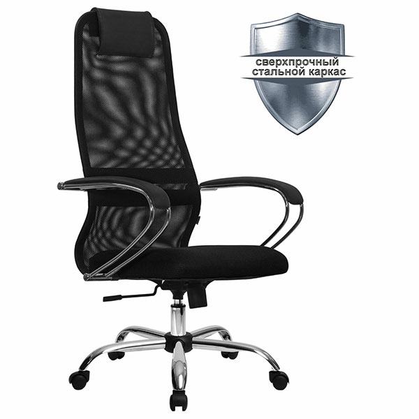 Кресло для руководителя МЕТТА, "SU-B-8", цвет черный, ткань/сетка, Россия
