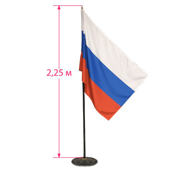 Флаг триколор РФ, 90*135 см, синтетический шелк, напольный, Россия