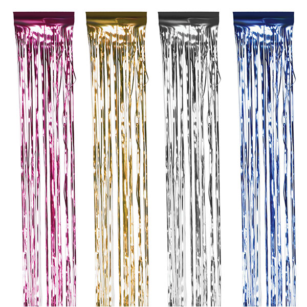 Дождик новогодний ширина 100 мм, длина 1500 мм, цвет ассорти (серебро, золото, красный, синий), Россия