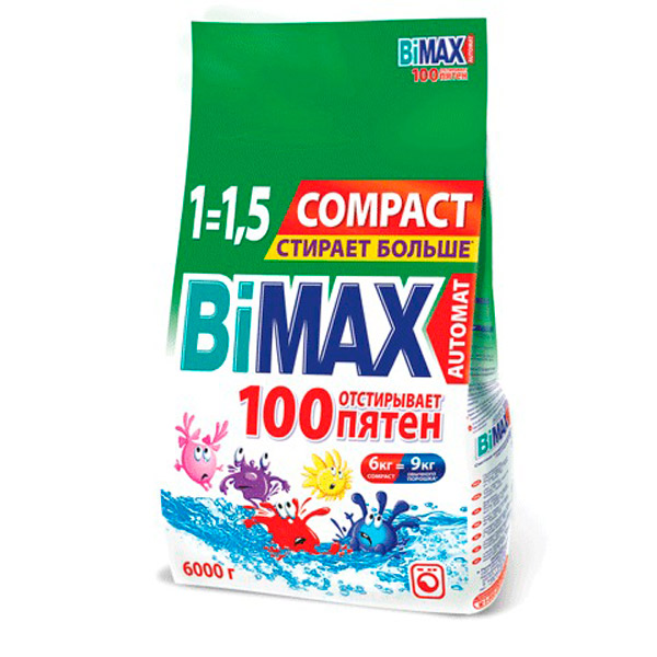 Стиральный порошок BiMAX, автомат,  6,0 кг, "100 пятен", Россия