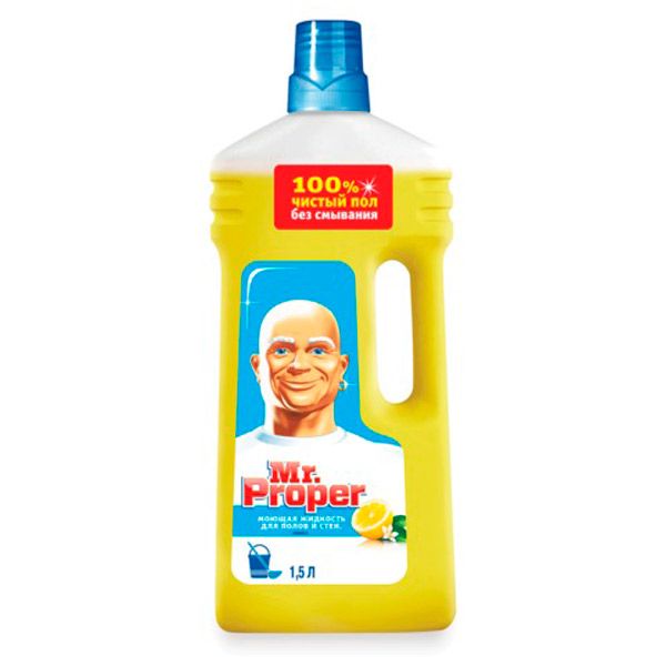 Средство моющее для мытья полов, Mr. Proper, 1500 мл, аром. лимон, Россия