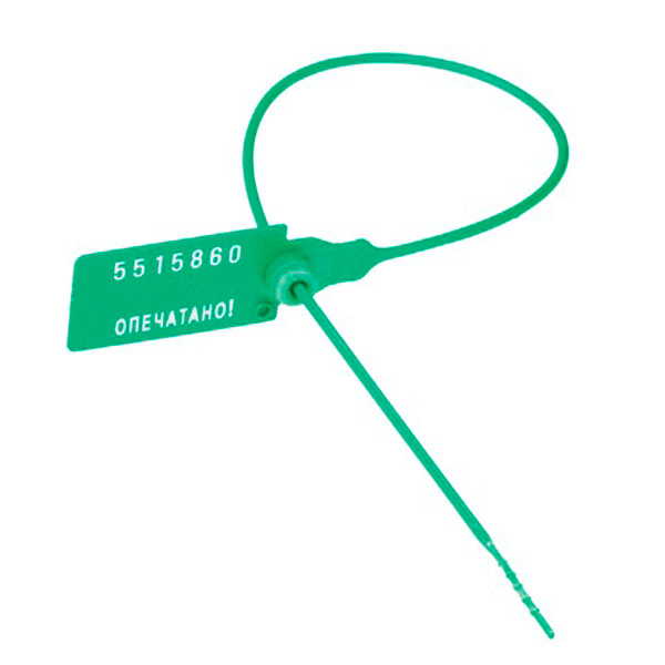 Пломба пластиковая, комплект 50 шт., цвет зеленый, 220 мм, Россия