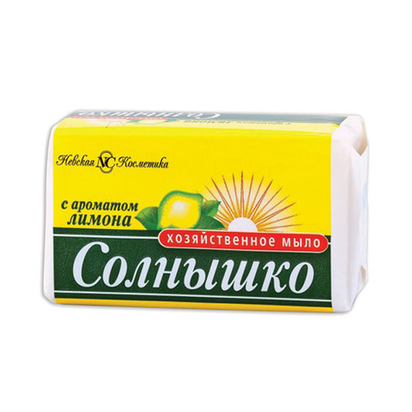 Мыло хозяйственное 140 г, в упаковке 1 шт., Солнышко, аром. лимон, Россия