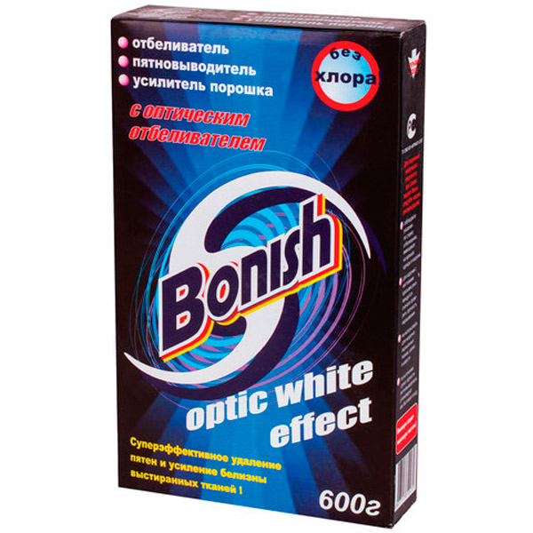 Пятновыводитель BONISH, "Optic white effect", 600 гр, порошок, Россия
