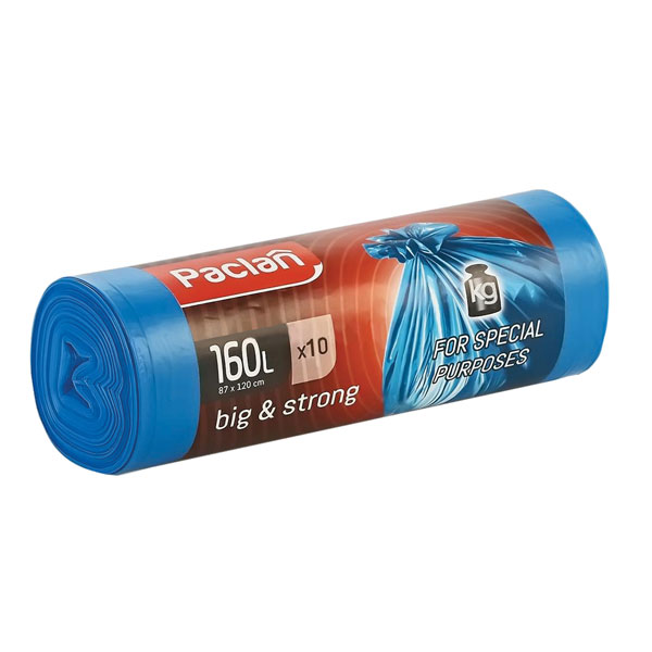 Мешки д/ мусора 160л,   10шт,  21мкм, синие, PACLAN "Big&Strong", ПВД, 120*87см, в рулоне, 402001, шк2821