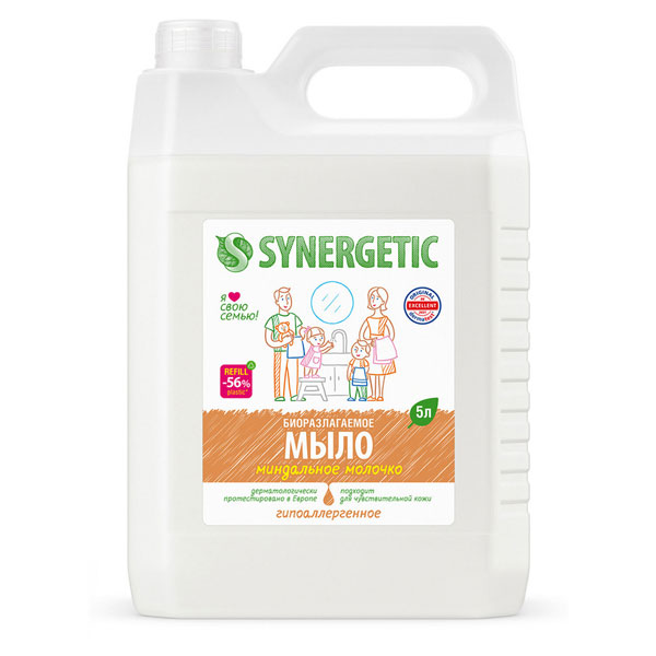 Жидкое Synergetic, "Миндальное молочко", 5000 мл, отдушка нейтральная, Россия