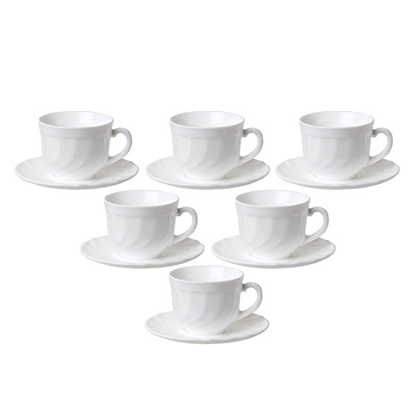 Набор набор чайный, на 6 персон, Luminarc, "Trianon", цвет белый, 220 мл, Франция