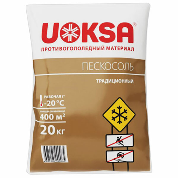 Противогололедный реагент UOKSA, 20 кг, соль, Россия